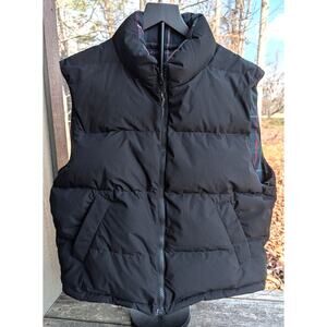 VTG Eddie Bauer Goose Down Reversible Puffer Vest Mens M Black Plaid Quilted